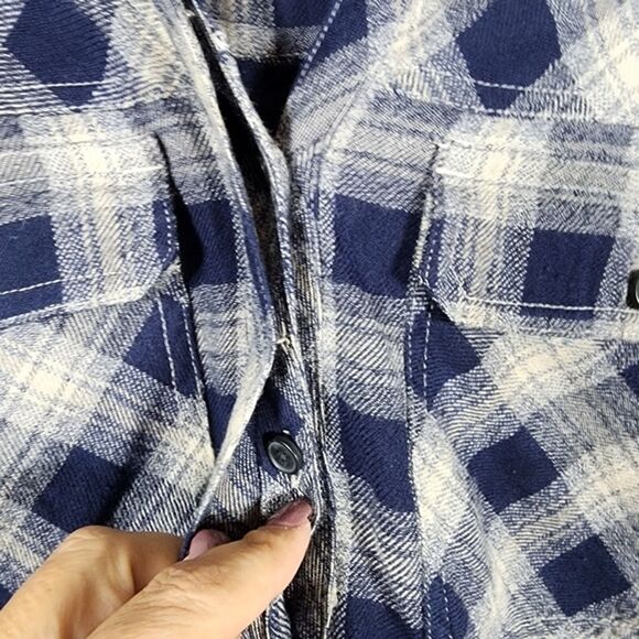 Madewell Navy Flannel Daywalk Shirtdress in Fairfax Plaid Size Medium - Picture 8 of 9